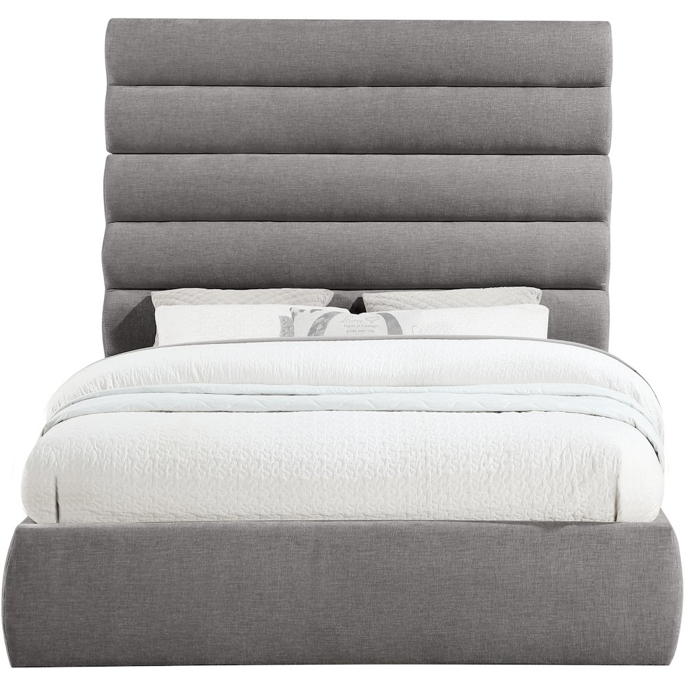 Adam Grey Chenille Fabric Queen Bed. Picture 2