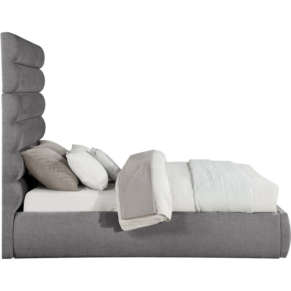 Adam Grey Chenille Fabric Queen Bed. Picture 3