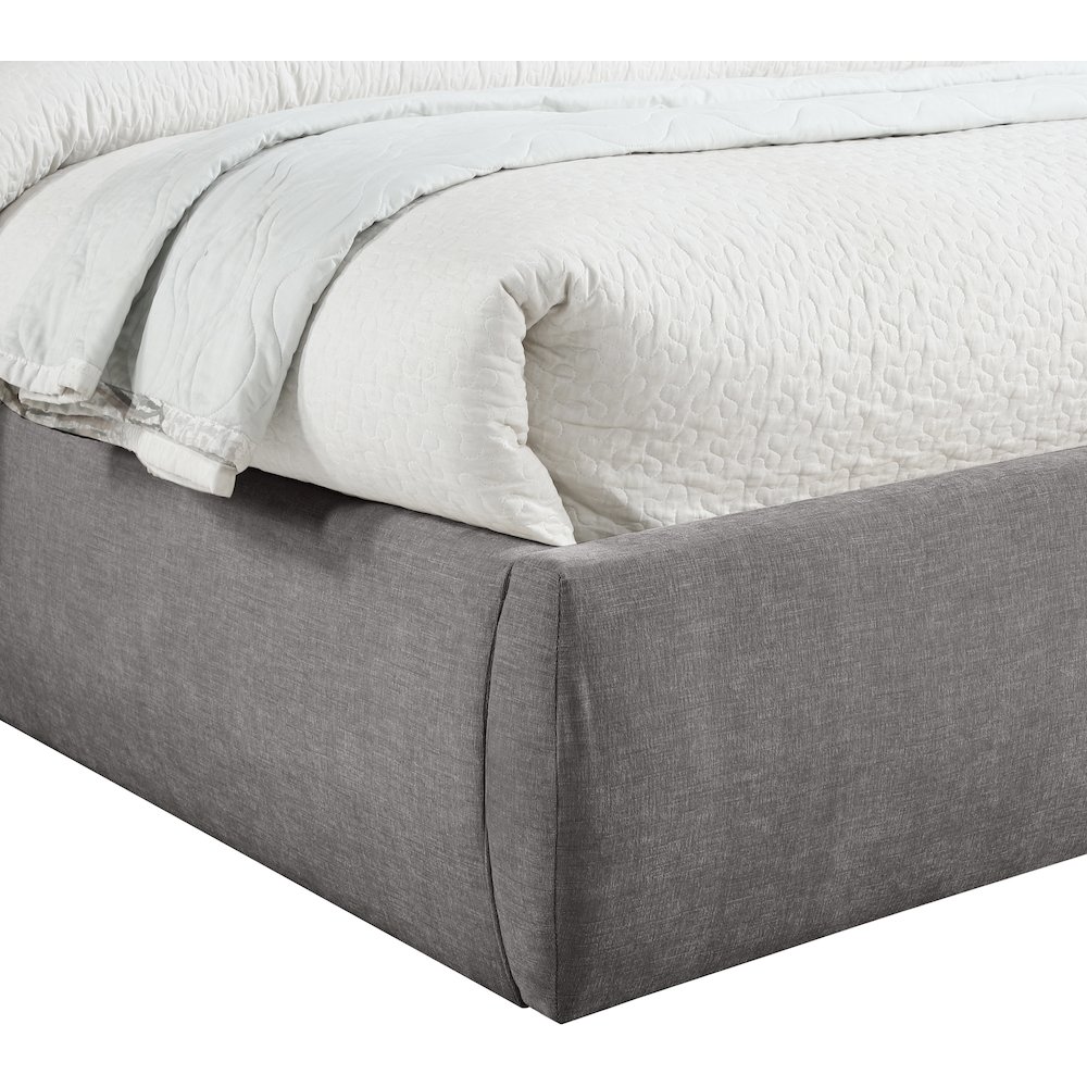 Adam Grey Chenille Fabric Queen Bed. Picture 5