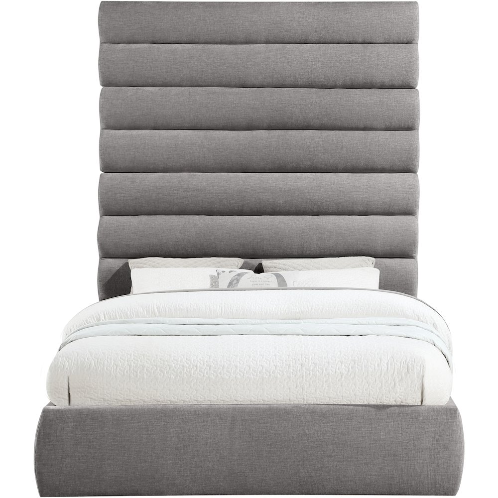 Adam Grey Chenille Fabric Queen Bed. Picture 2