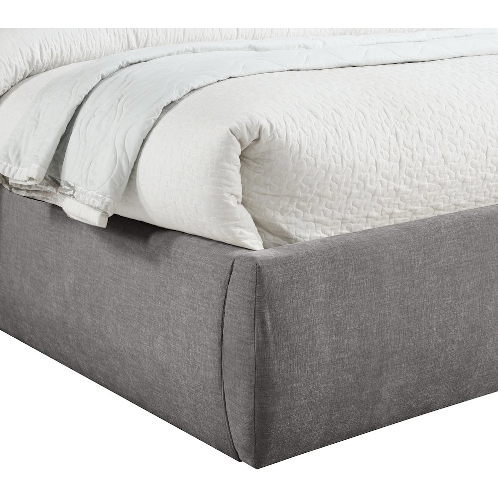 Adam Grey Chenille Fabric Queen Bed. Picture 5