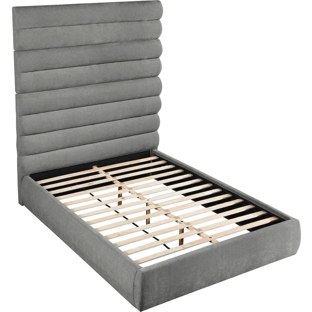 Adam Grey Chenille Fabric Queen Bed. Picture 6