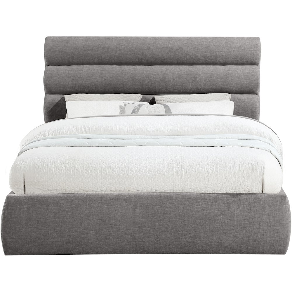 Adam Grey Chenille Fabric Queen Bed. Picture 2