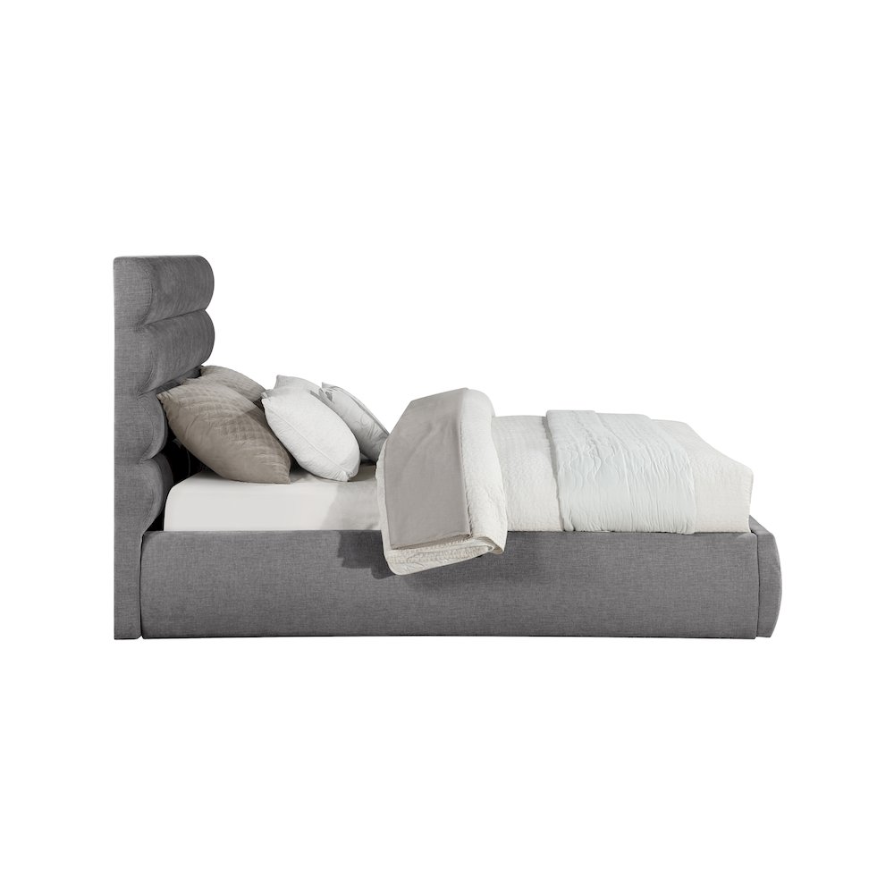 Adam Grey Chenille Fabric Queen Bed. Picture 3
