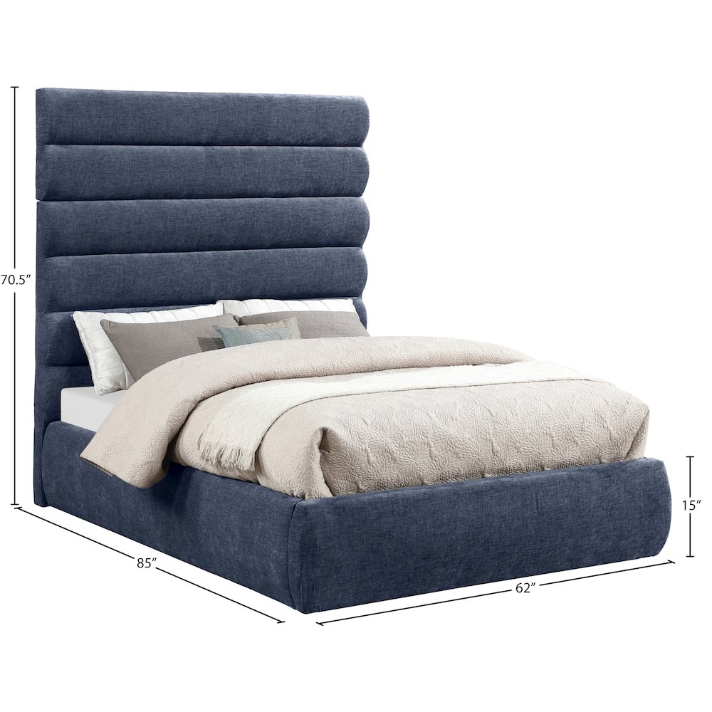 Adam Navy Chenille Fabric Full Bed. Picture 8
