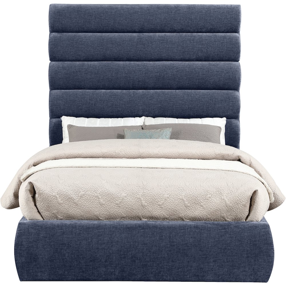 Adam Navy Chenille Fabric Full Bed. Picture 2