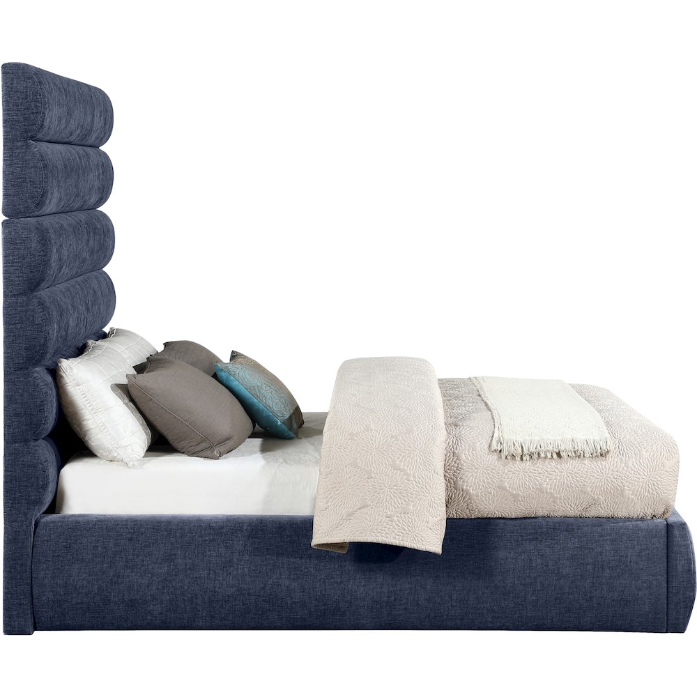 Adam Navy Chenille Fabric Full Bed. Picture 3