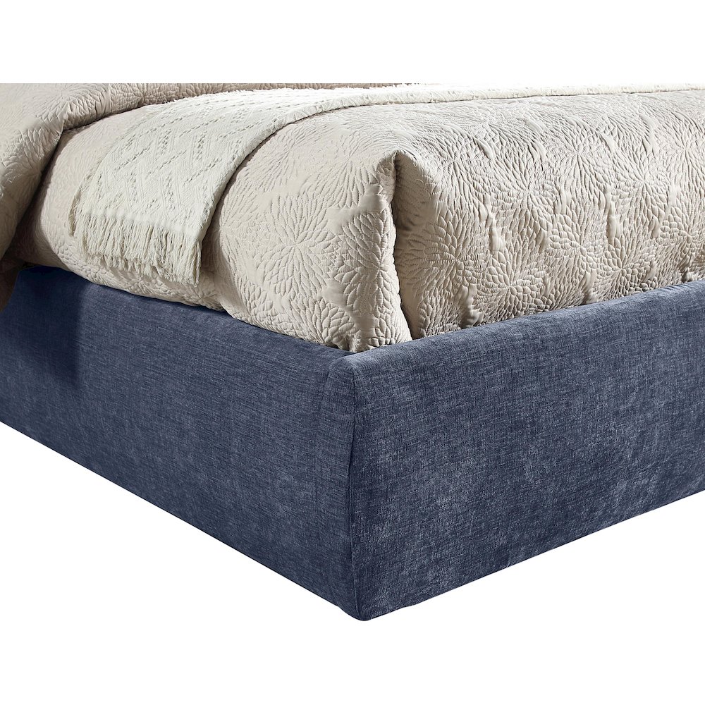 Adam Navy Chenille Fabric Full Bed. Picture 5