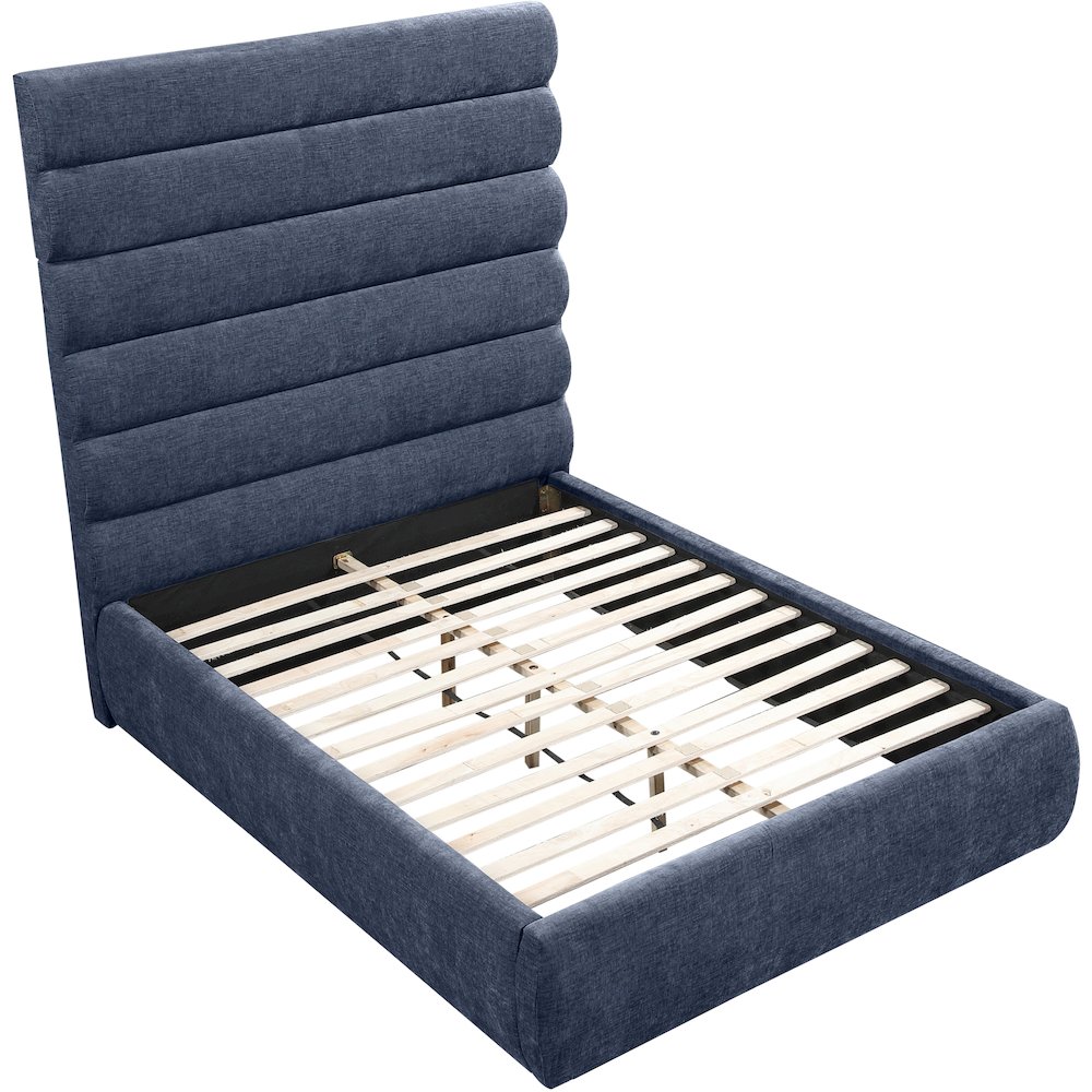 Adam Navy Chenille Fabric Full Bed. Picture 6
