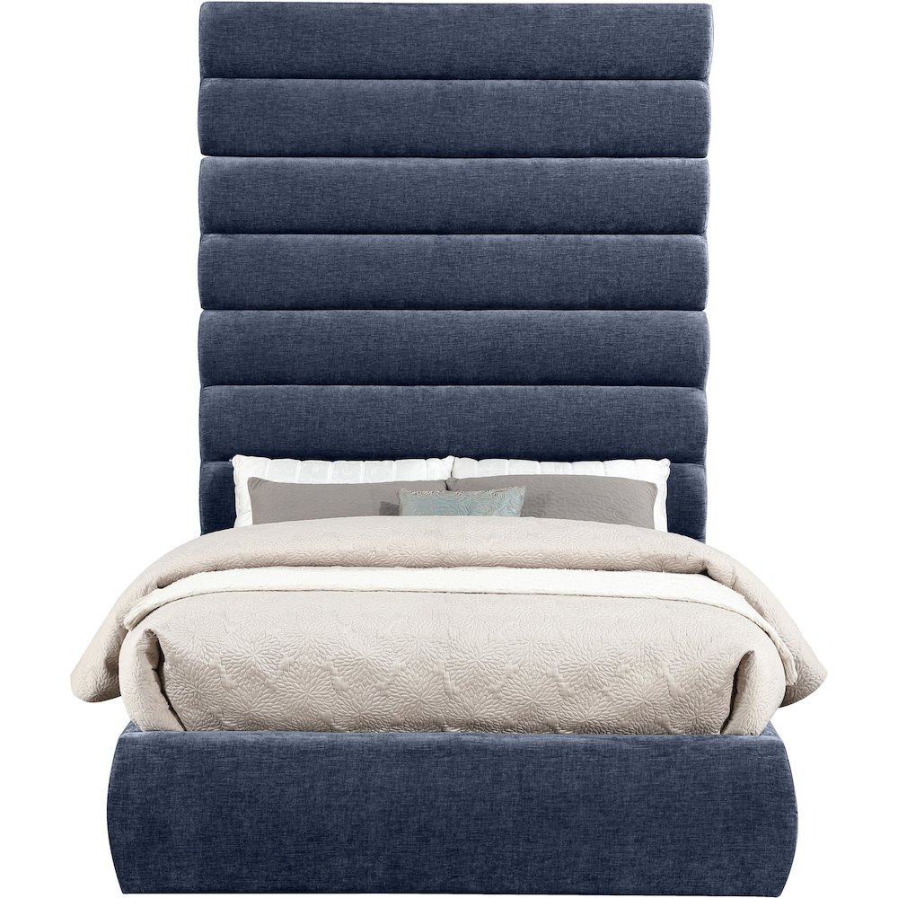 Adam Navy Chenille Fabric Full Bed. Picture 2