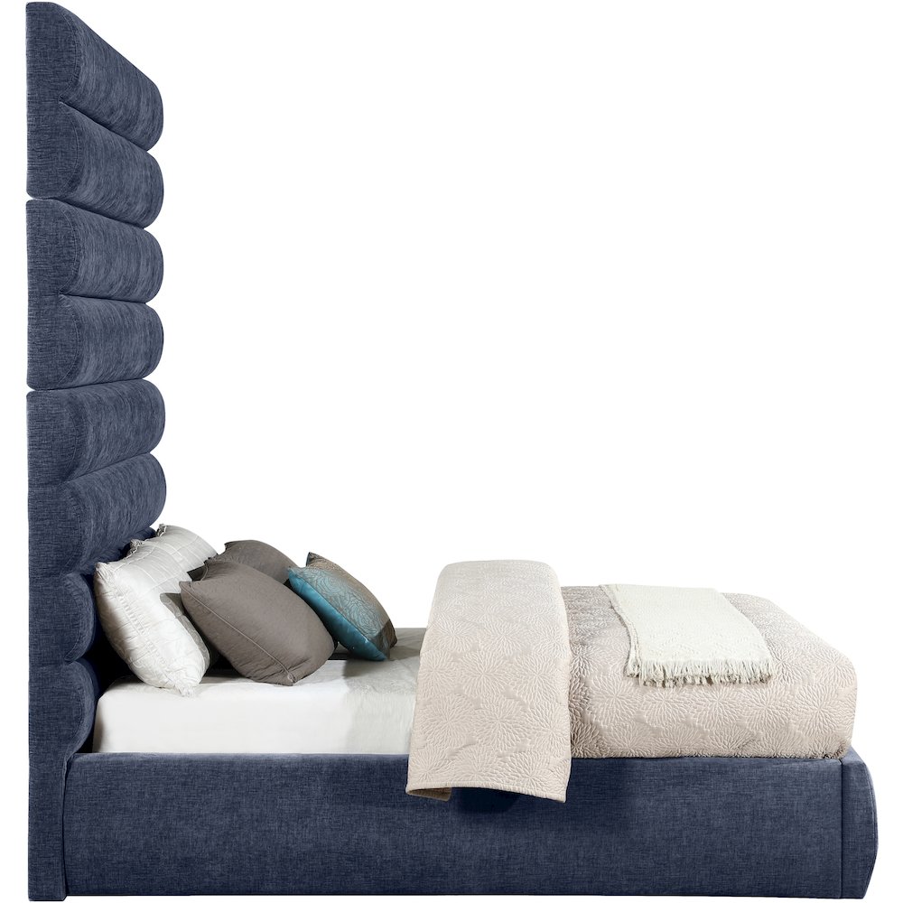 Adam Navy Chenille Fabric Full Bed. Picture 3