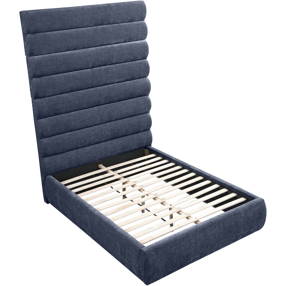 Adam Navy Chenille Fabric Full Bed. Picture 6