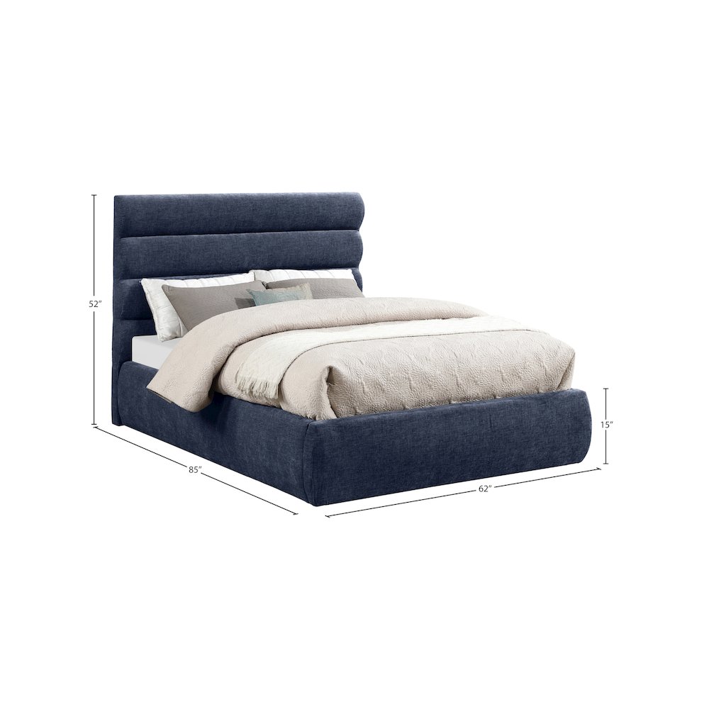 Adam Navy Chenille Fabric Full Bed. Picture 8