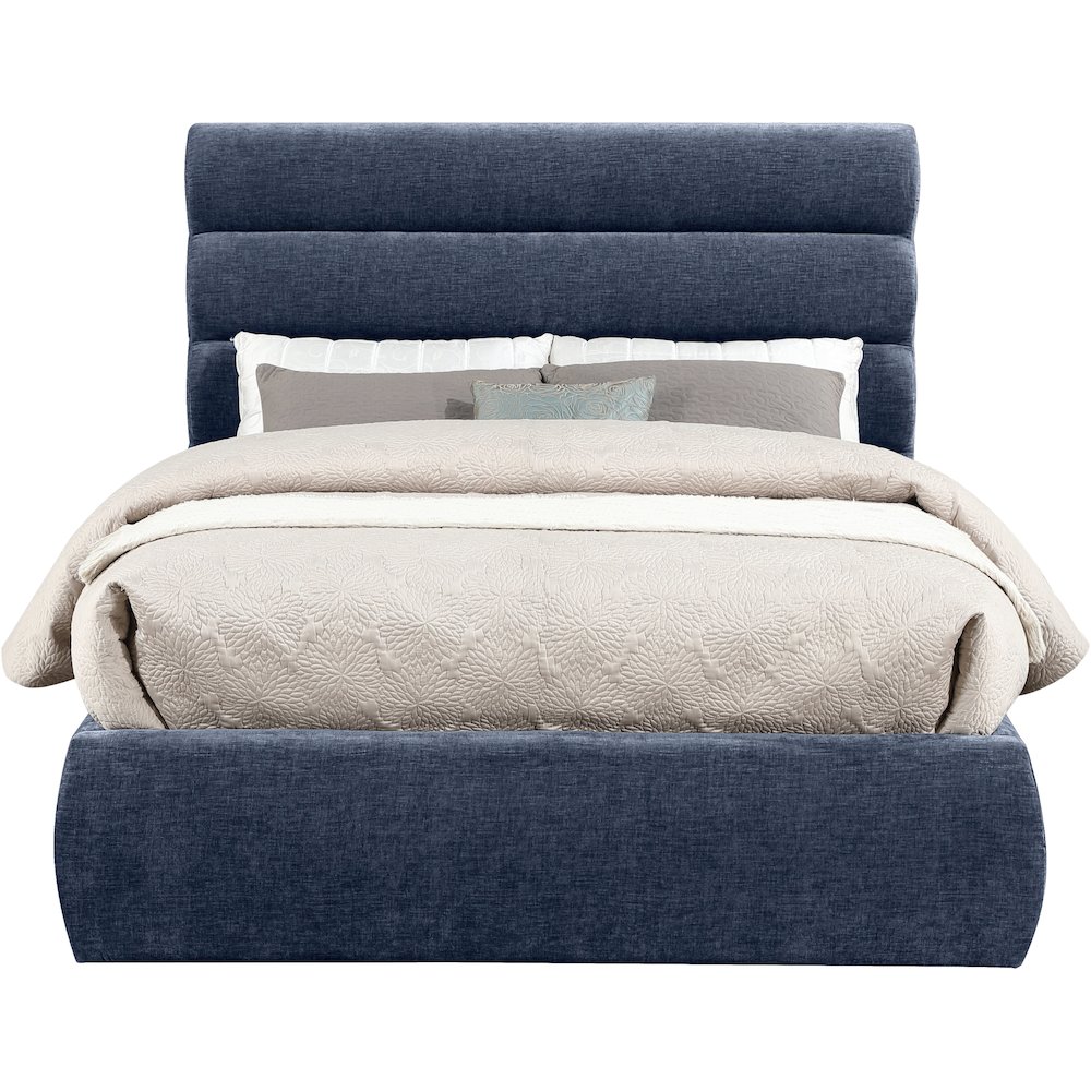 Adam Navy Chenille Fabric Full Bed. Picture 2