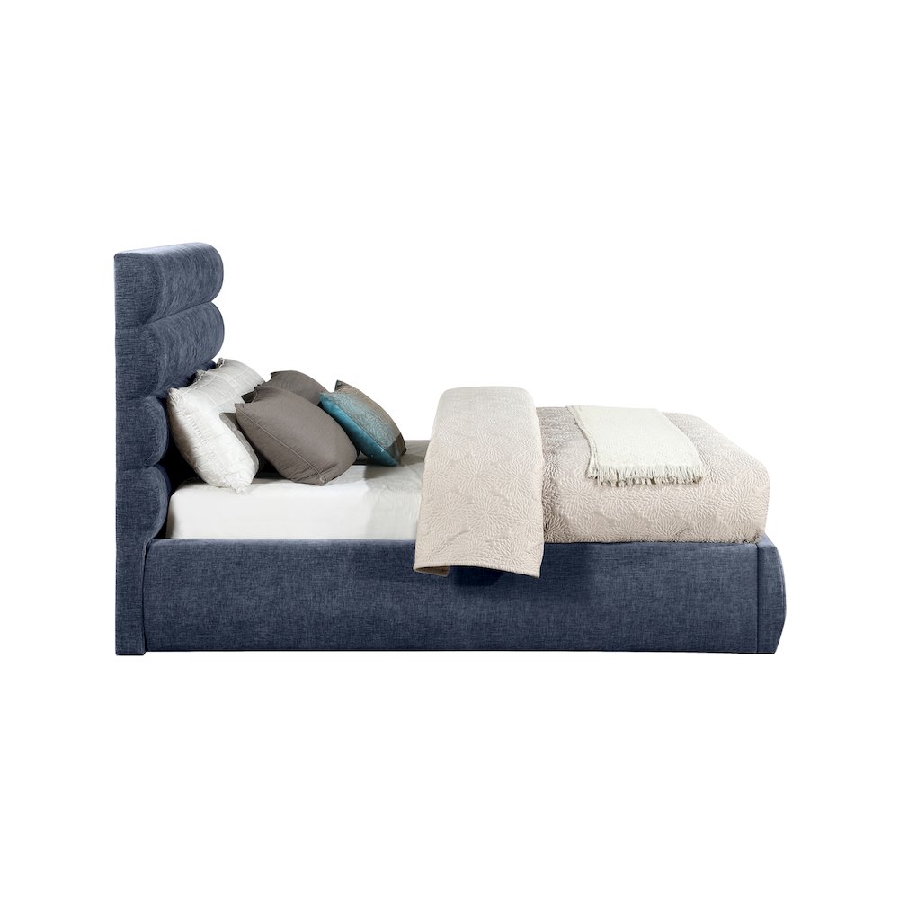 Adam Navy Chenille Fabric Full Bed. Picture 3