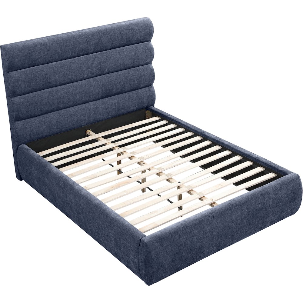 Adam Navy Chenille Fabric Full Bed. Picture 6