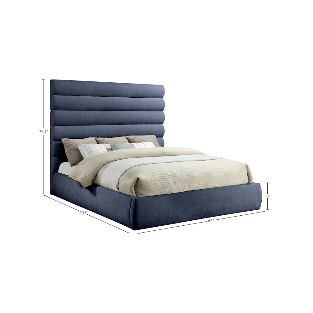 Adam Navy Chenille Fabric King Bed. Picture 8