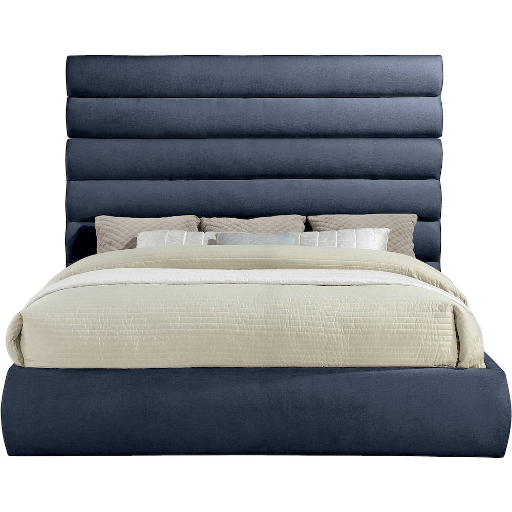 Adam Navy Chenille Fabric King Bed. Picture 2