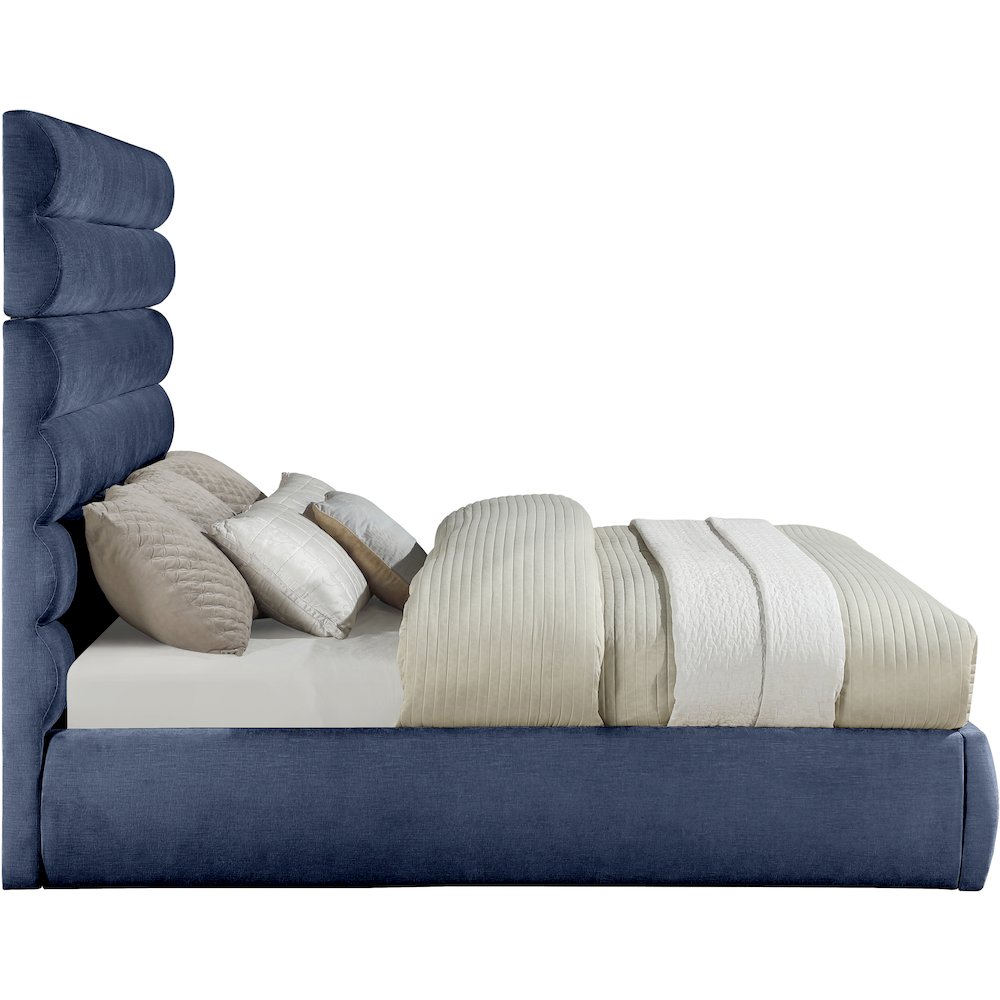 Adam Navy Chenille Fabric King Bed. Picture 3