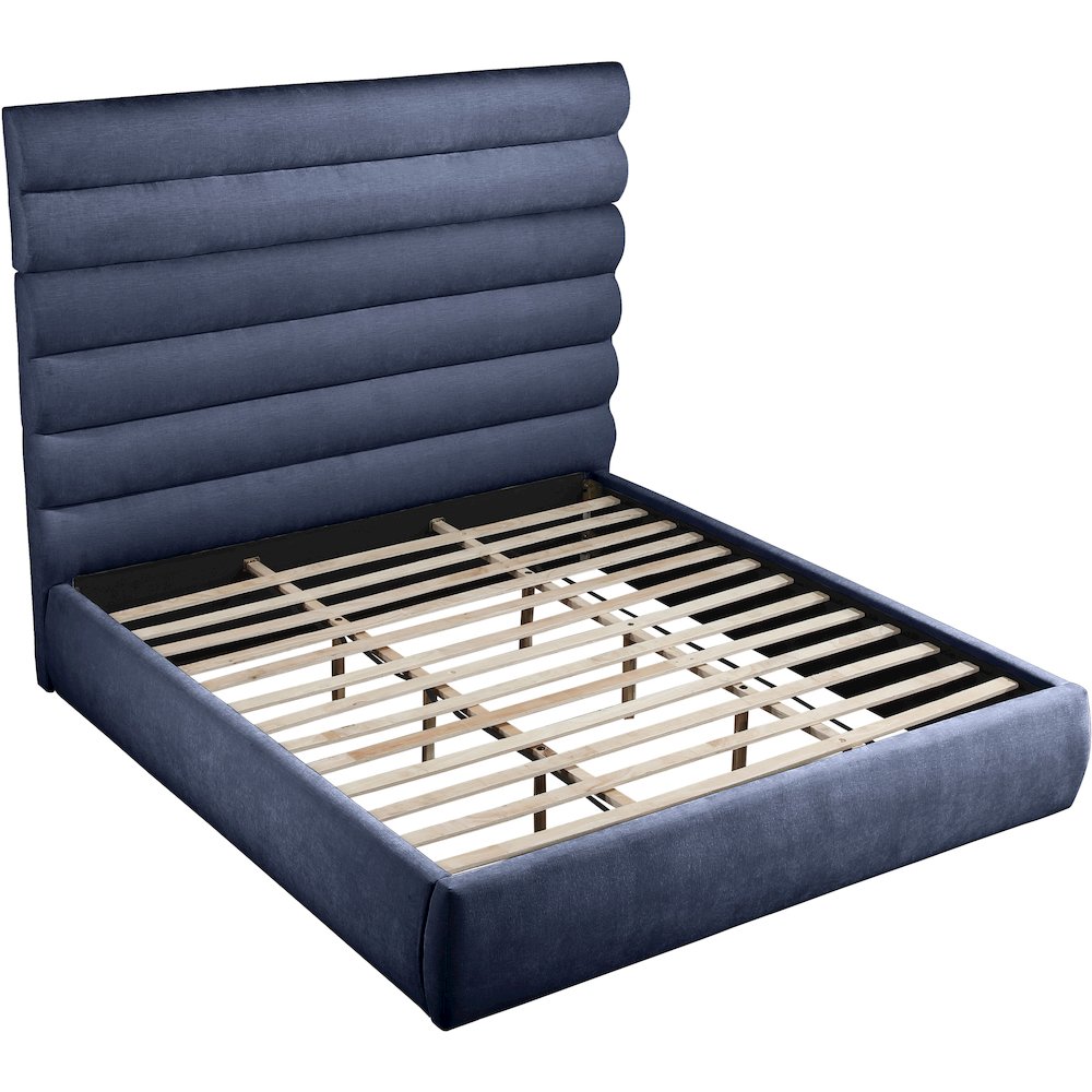 Adam Navy Chenille Fabric King Bed. Picture 6