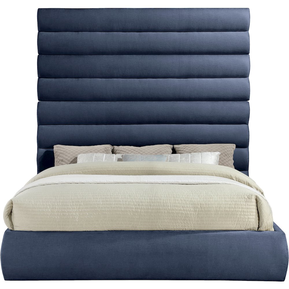 Adam Navy Chenille Fabric King Bed. Picture 2