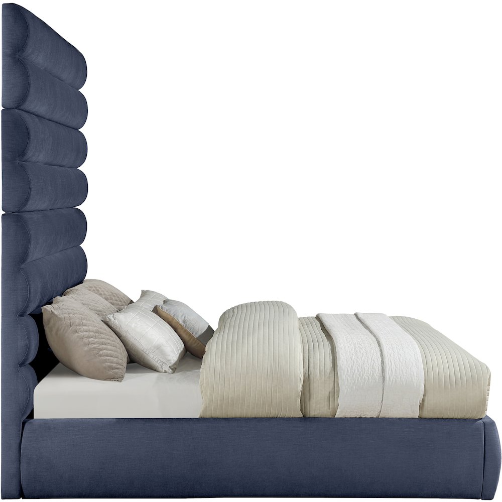 Adam Navy Chenille Fabric King Bed. Picture 3