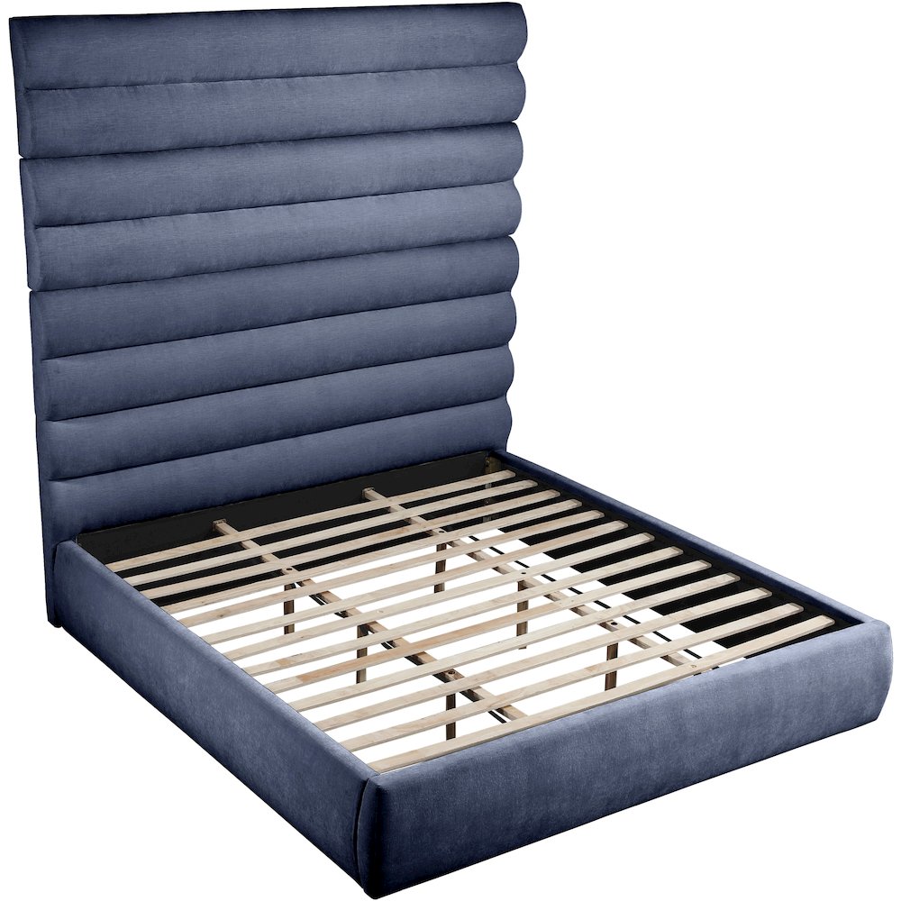 Adam Navy Chenille Fabric King Bed. Picture 6