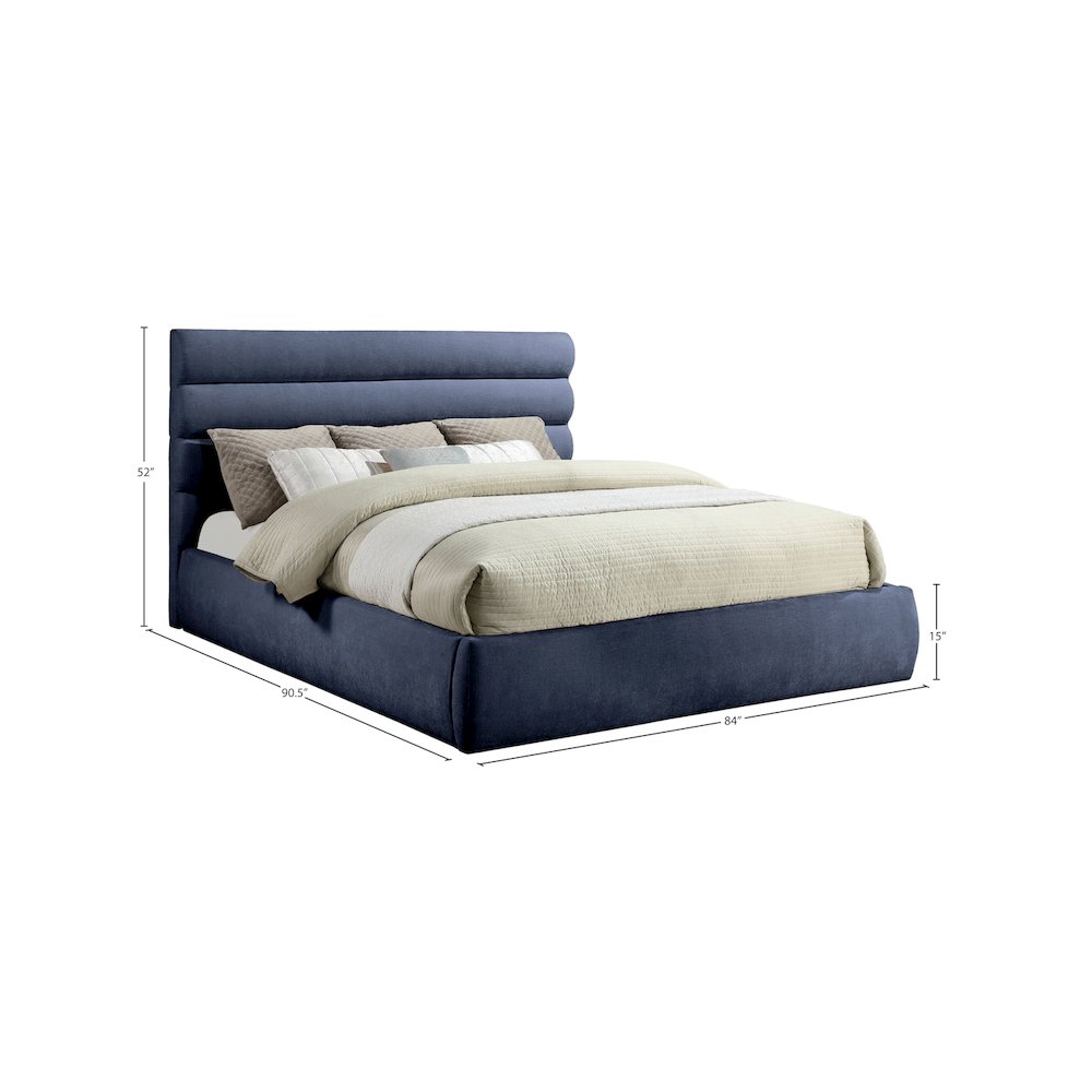 Adam Navy Chenille Fabric King Bed. Picture 8