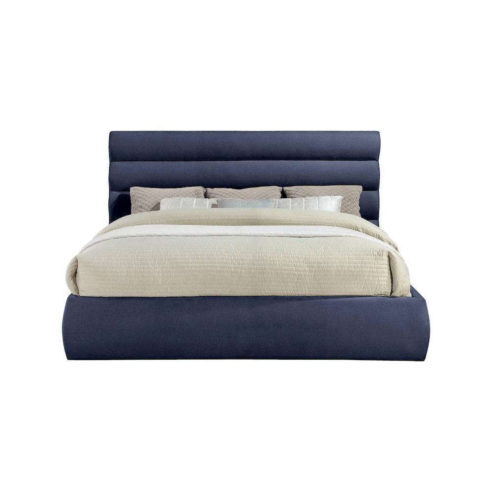 Adam Navy Chenille Fabric King Bed. Picture 2
