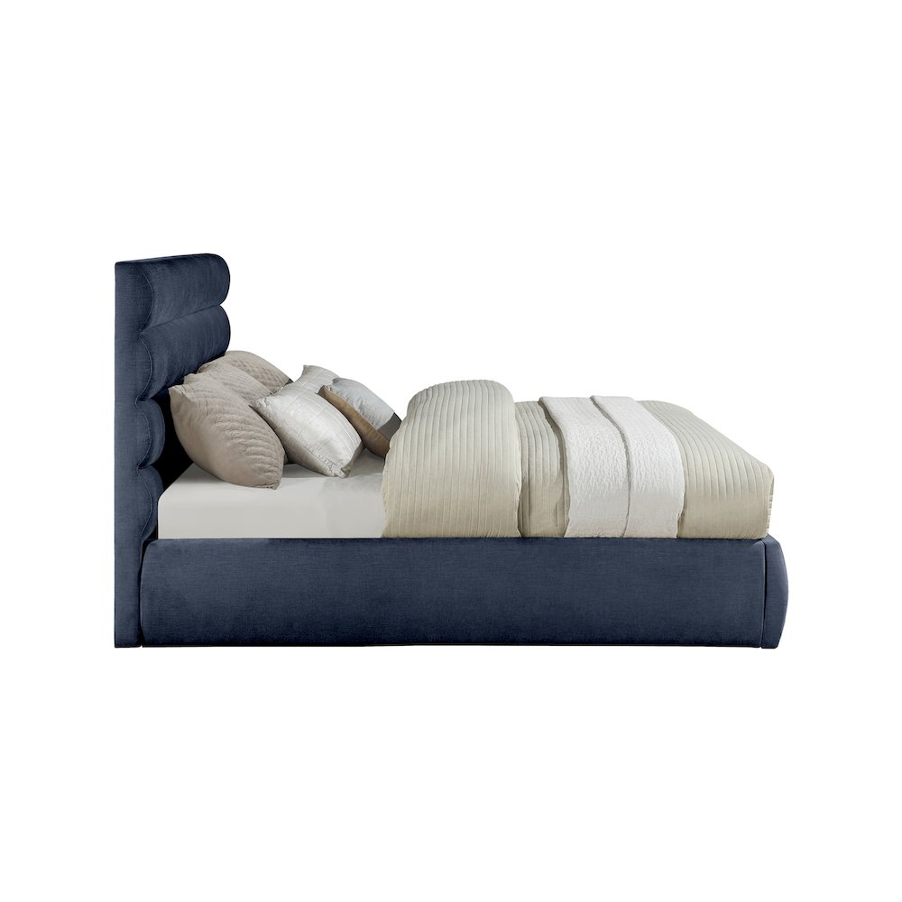 Adam Navy Chenille Fabric King Bed. Picture 3