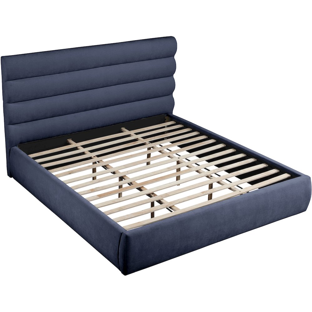 Adam Navy Chenille Fabric King Bed. Picture 6