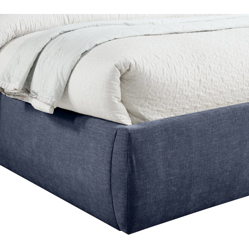 Adam Navy Chenille Fabric Queen Bed. Picture 5