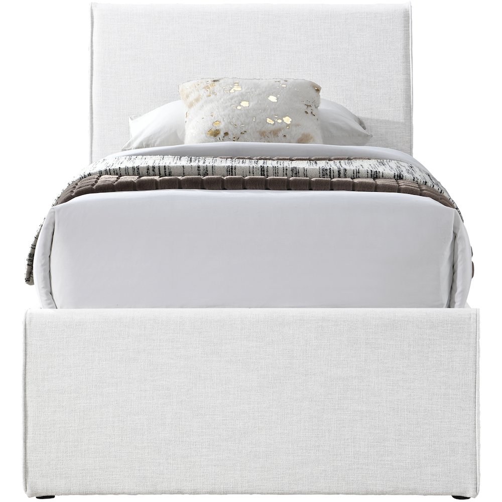 Myles Cream Linen Textured Fabric Twin Trundle Bed. Picture 2