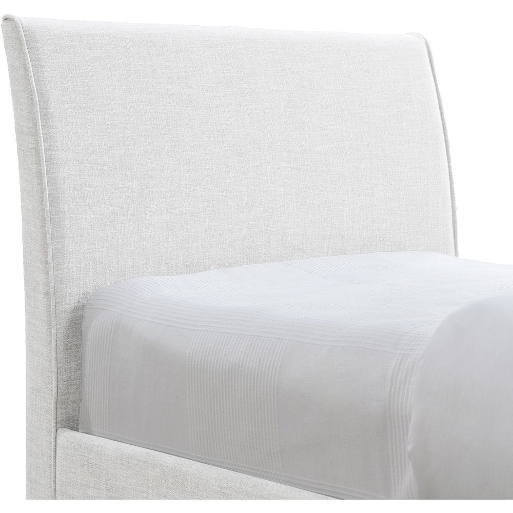 Myles Cream Linen Textured Fabric Twin Trundle Bed. Picture 5