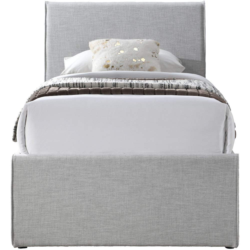 Myles Grey Linen Textured Fabric Twin Trundle Bed. Picture 2