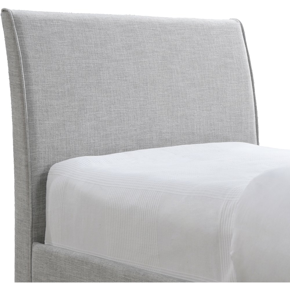Myles Grey Linen Textured Fabric Twin Trundle Bed. Picture 5