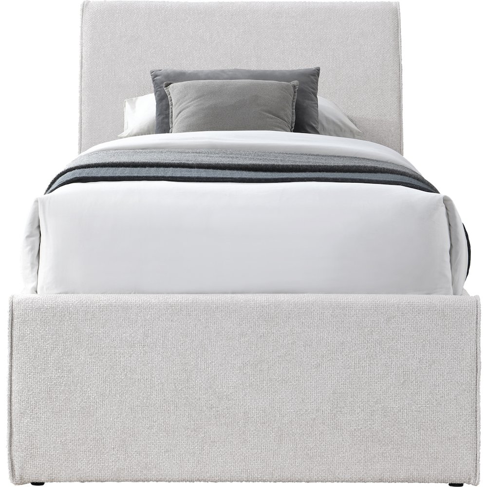 Myles Cream Chenille Fabric Twin Trundle Bed. Picture 2