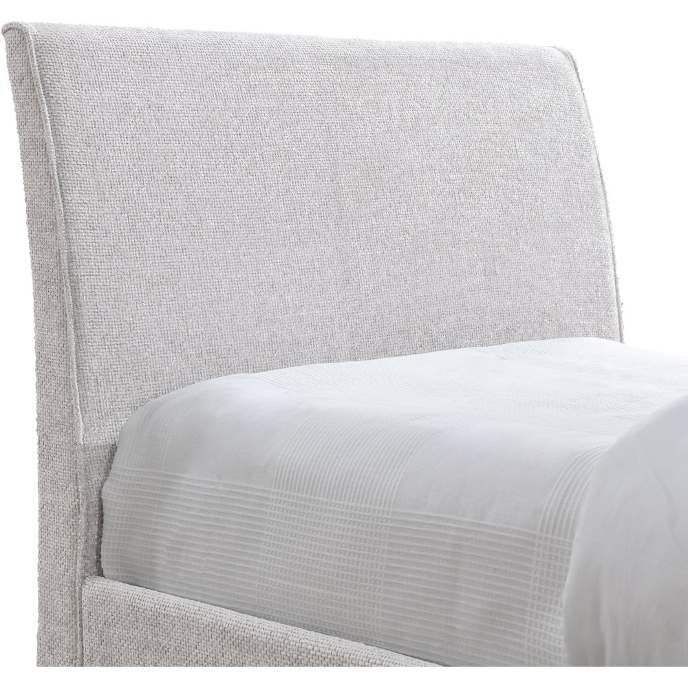 Myles Cream Chenille Fabric Twin Trundle Bed. Picture 5