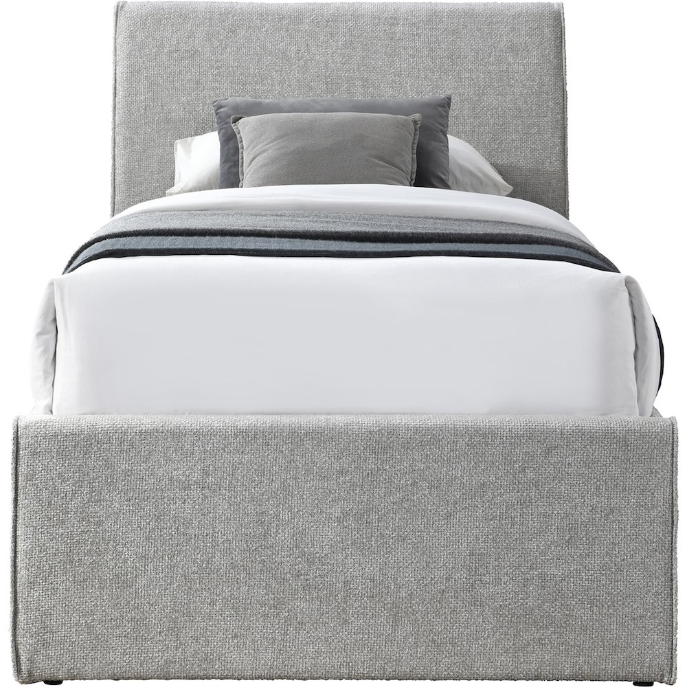 Myles Grey Chenille Fabric Twin Trundle Bed. Picture 2
