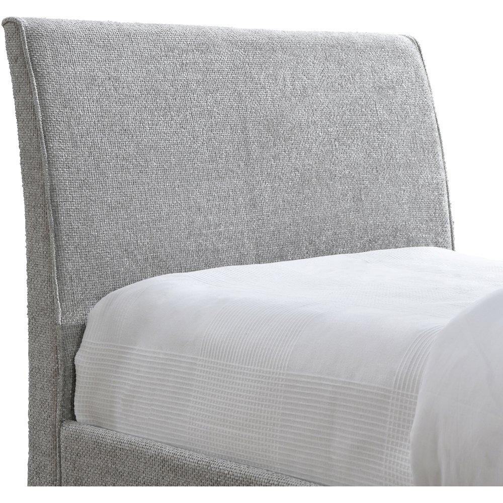 Myles Grey Chenille Fabric Twin Trundle Bed. Picture 5