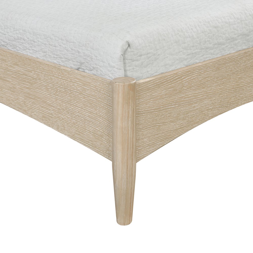 Santos Cream Vegan Leather Headboard And Wood Twin Bed. Picture 5