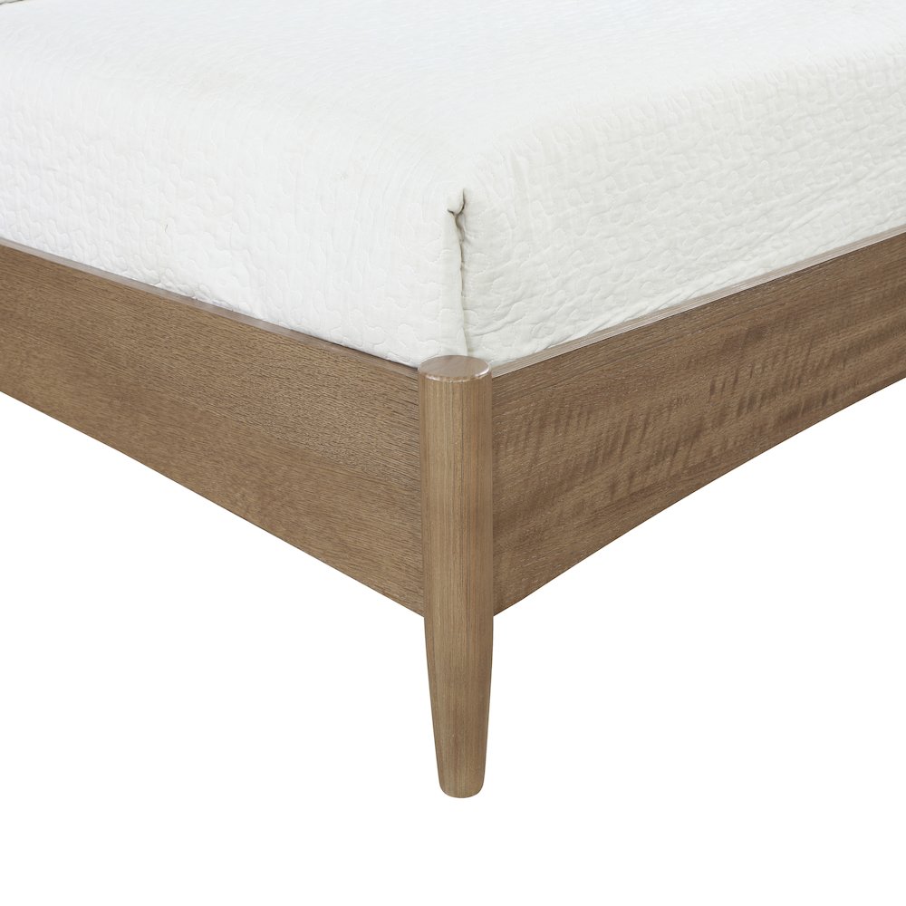 Santos Beige Vegan Leather Headboard And Wood Full Bed. Picture 5