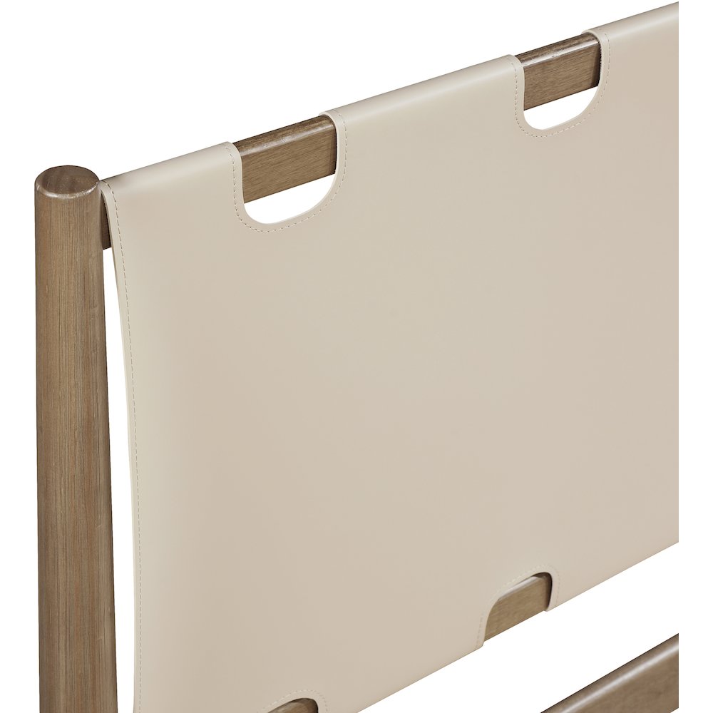 Santos Beige Vegan Leather Headboard And Wood Full Bed. Picture 7