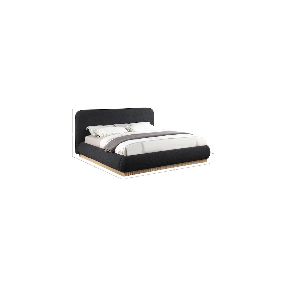 Rigby Black Boucle Fabric Queen Bed. Picture 8