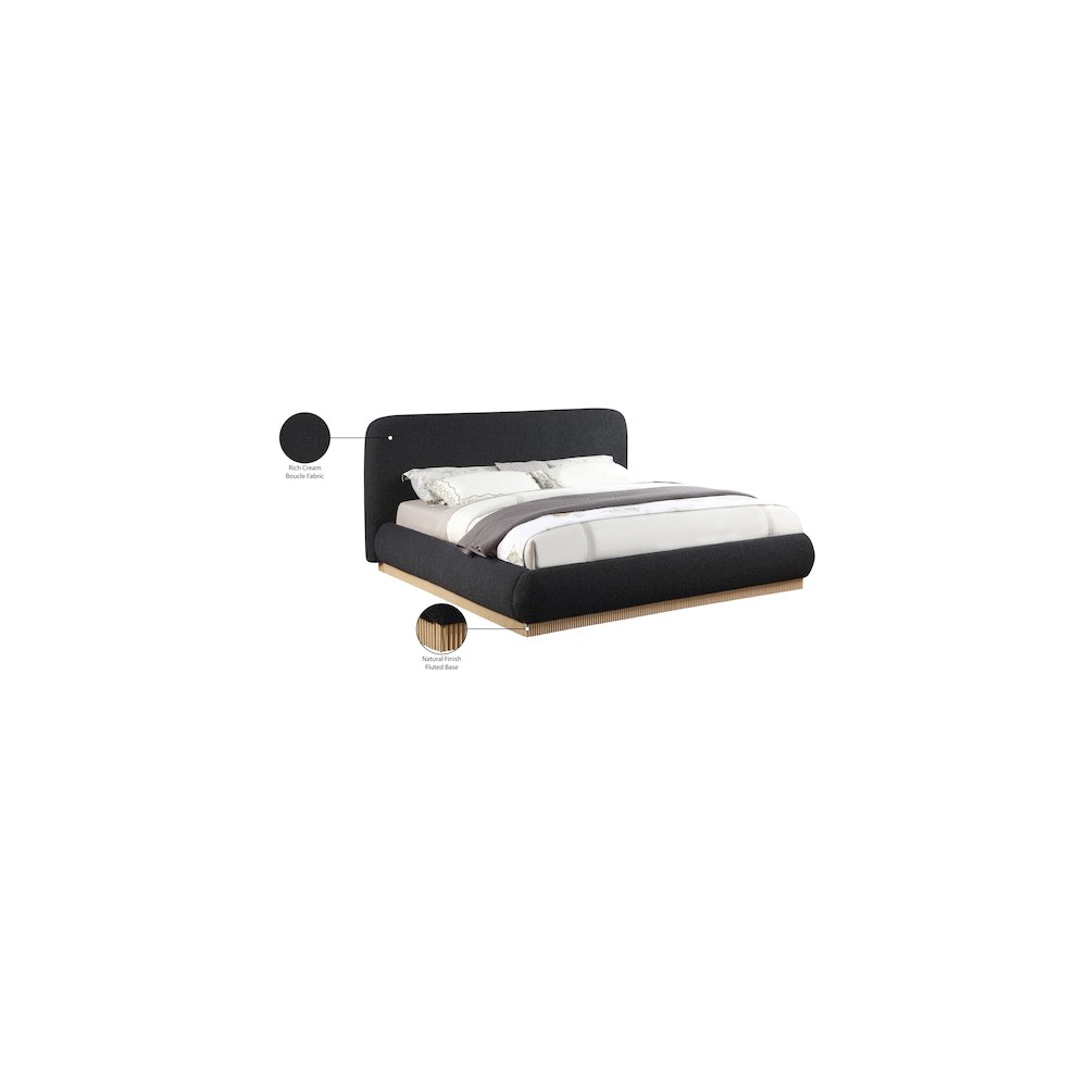 Rigby Black Boucle Fabric Queen Bed. Picture 9