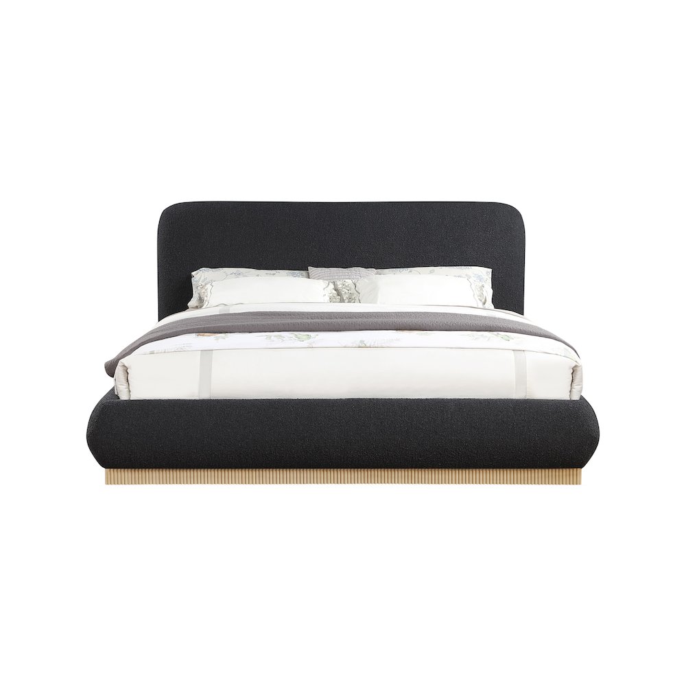 Rigby Black Boucle Fabric Queen Bed. Picture 2