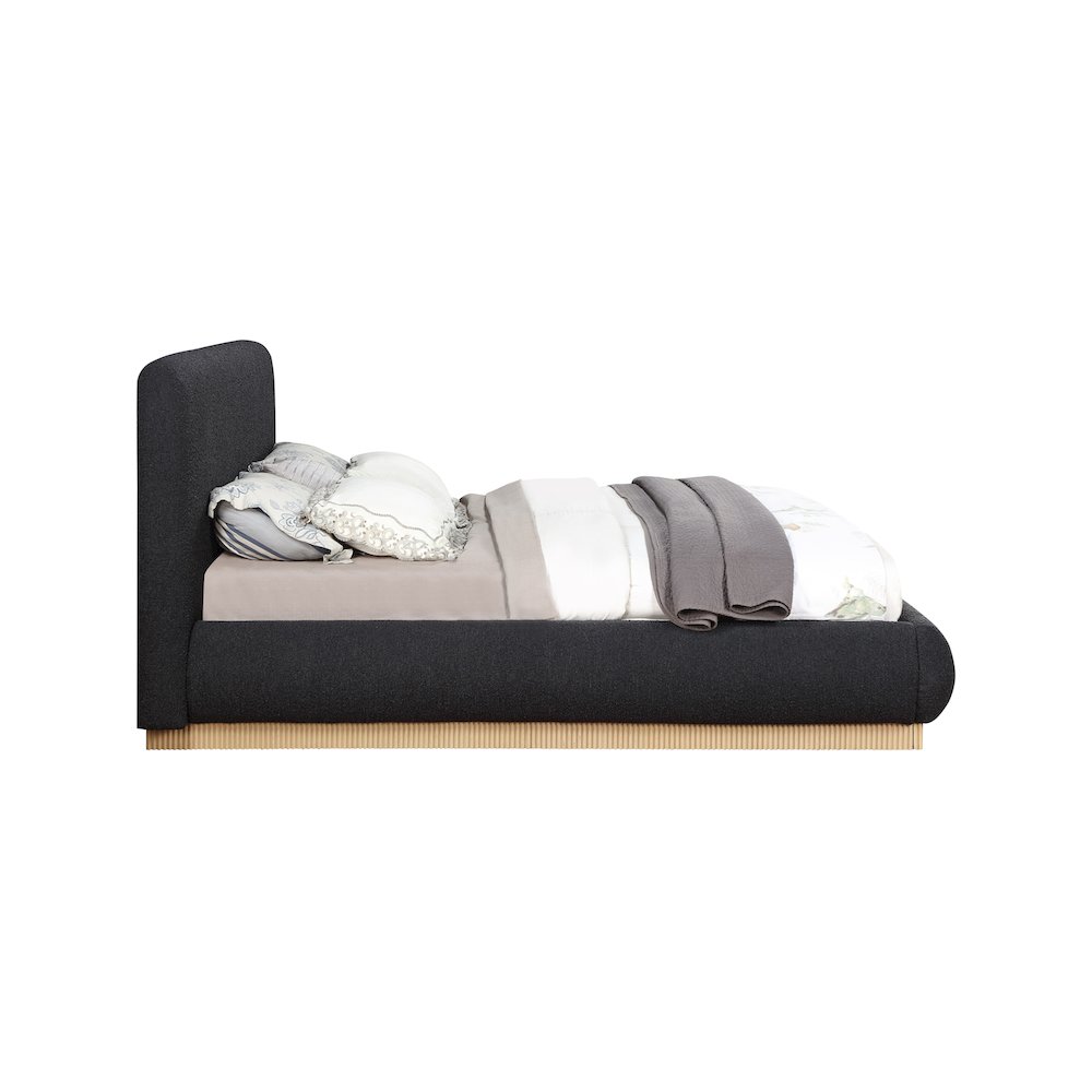 Rigby Black Boucle Fabric Queen Bed. Picture 3