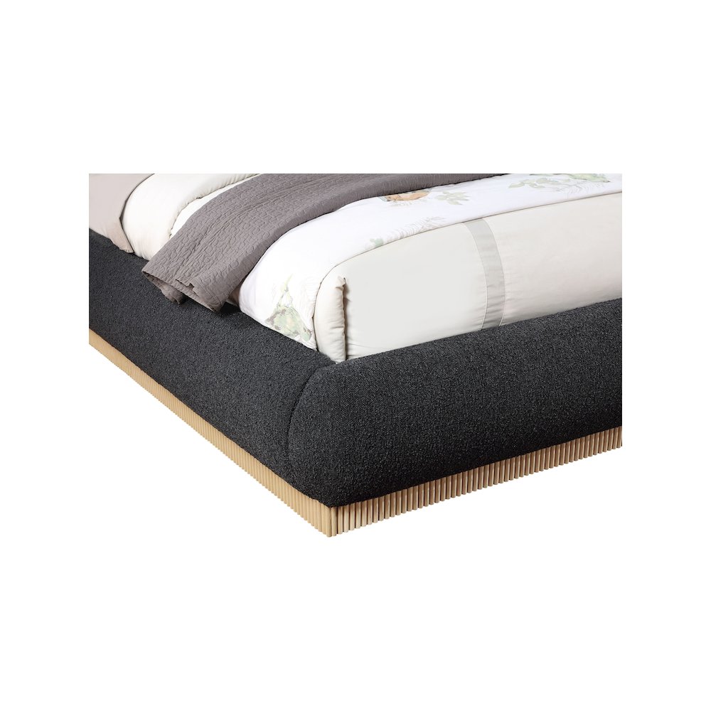 Rigby Black Boucle Fabric Queen Bed. Picture 5