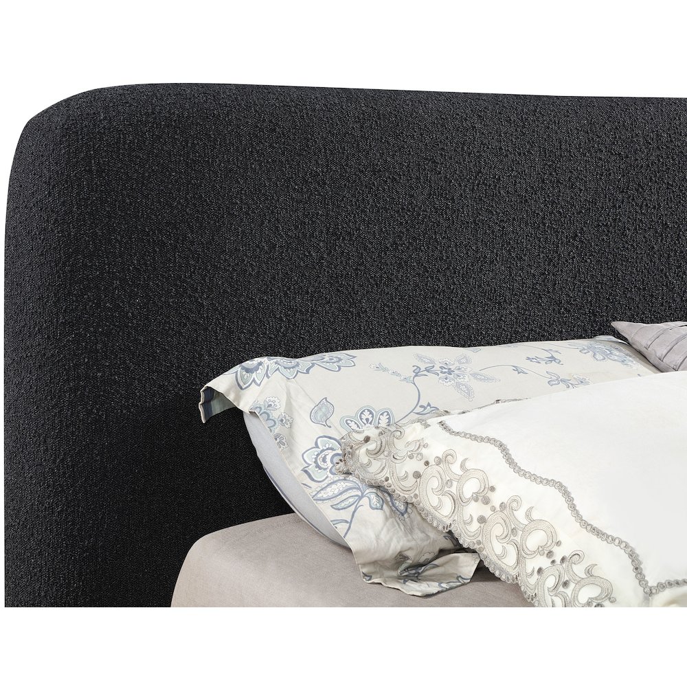 Rigby Black Boucle Fabric Queen Bed. Picture 6
