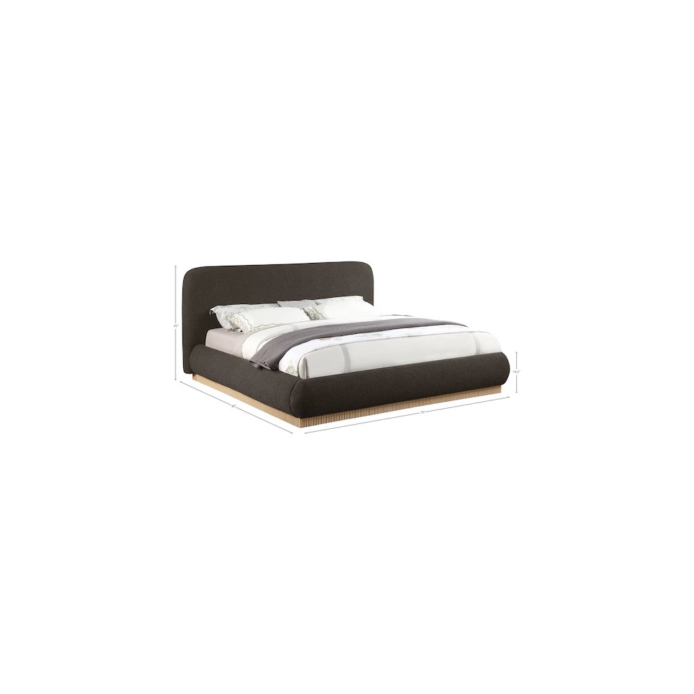 Rigby Brown Boucle Fabric Queen Bed. Picture 8